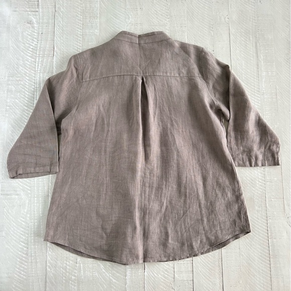 Women’s 100% Linen Romeo Giulia  Lace Button Down Lagen Look Top Made in Italy L - Picture 2 of 6